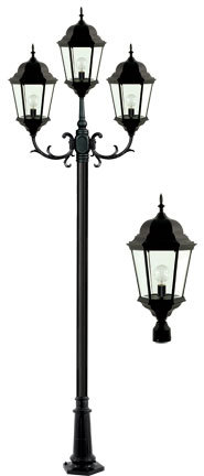 Dabmar GM2303-LED20-B - 3 LIGHT POST TOP FIX W/ CLEAR GLASS LED 20W 85-265V