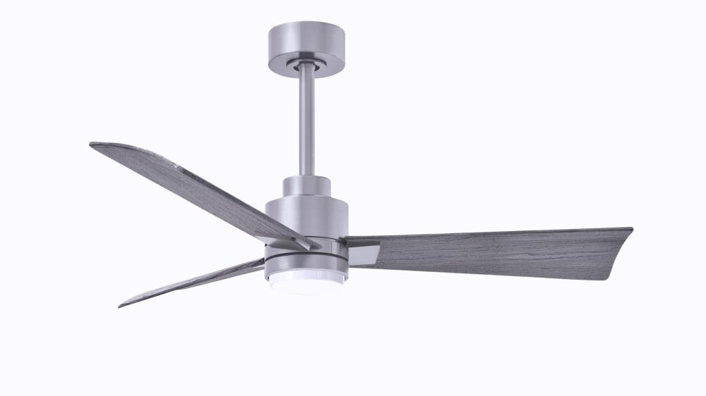 Alessandra 3-blade transitional ceiling fan in brushed nickel finish with barnwood blades. Optimized