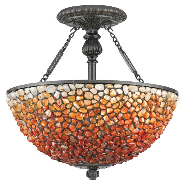 Two Light Shade Genuine Agate Stone Bowl Semi Flush Mount TFPO1716VB Lighting Depot
