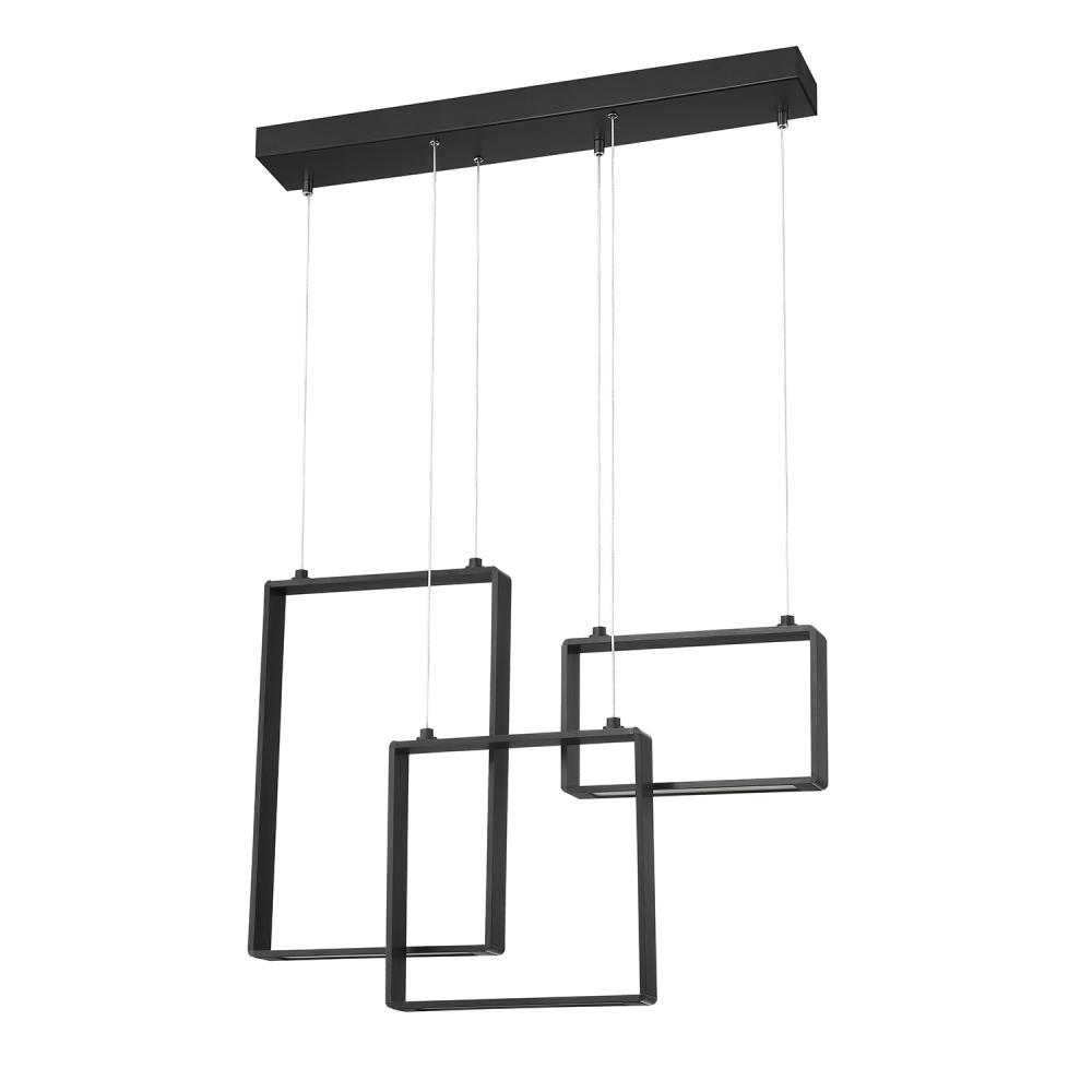 QUADRON 3-Light Black LED Pendant Bar