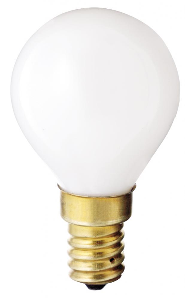 40 Watt G14 Incandescent; Gloss White; 1500 Average rated hours; 330 Lumens; European base; 130 Volt
