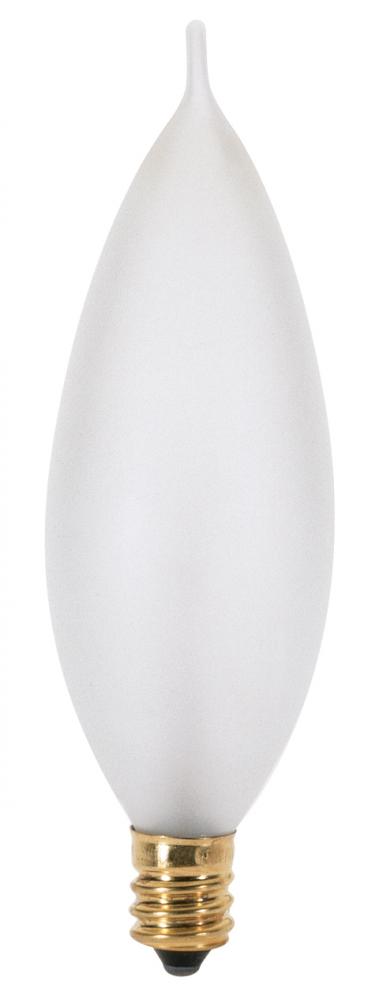 40 Watt CA9 1/2 Incandescent; Frost; 1500 Average rated hours; 384 Lumens; Candelabra base; 120