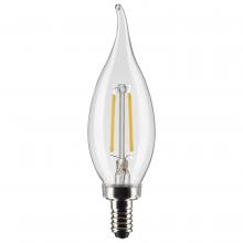 Satco Products Inc. S21294 - 3 Watt CA10 LED; Clear; Candelabra base; 90 CRI; 2700K; 120 Volt