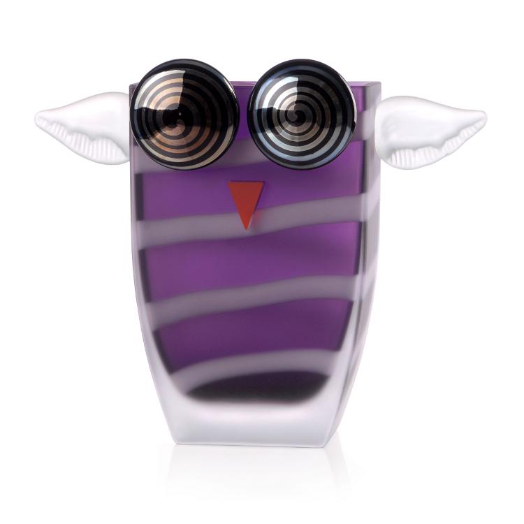 ST/ UHU, owl vase, purple