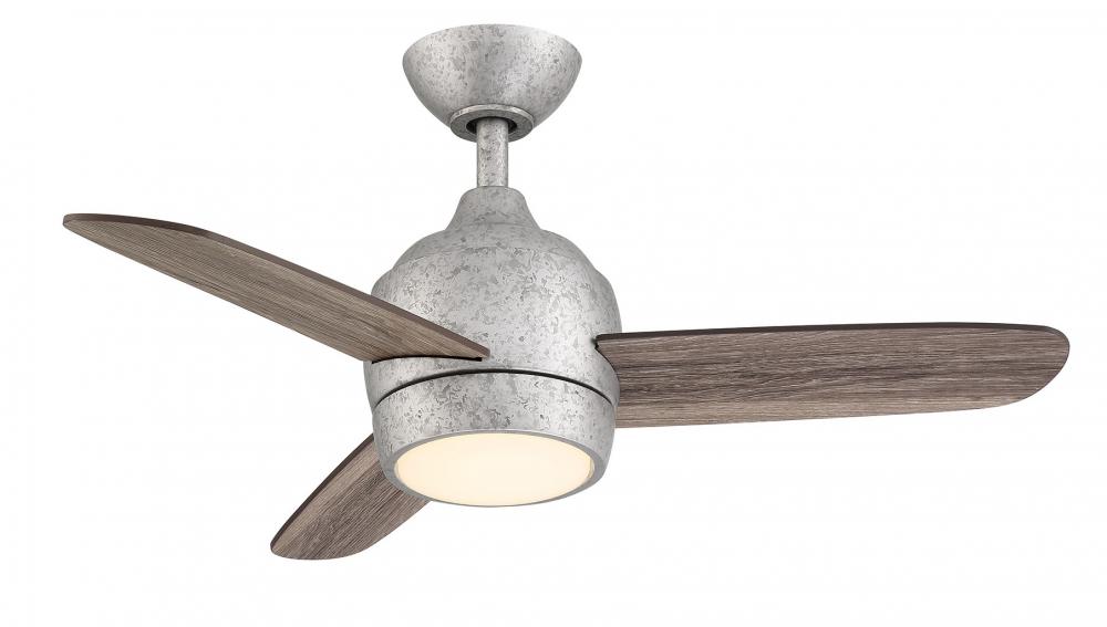The Mini 36” Indoor/Outdoor Tunable White LED Ceiling Fan - Galvanized Iron