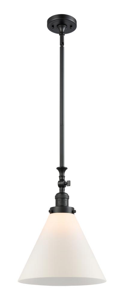 Cone - 1 Light - 12 inch - Matte Black - Stem Hung - Adjustable Mini Pendant