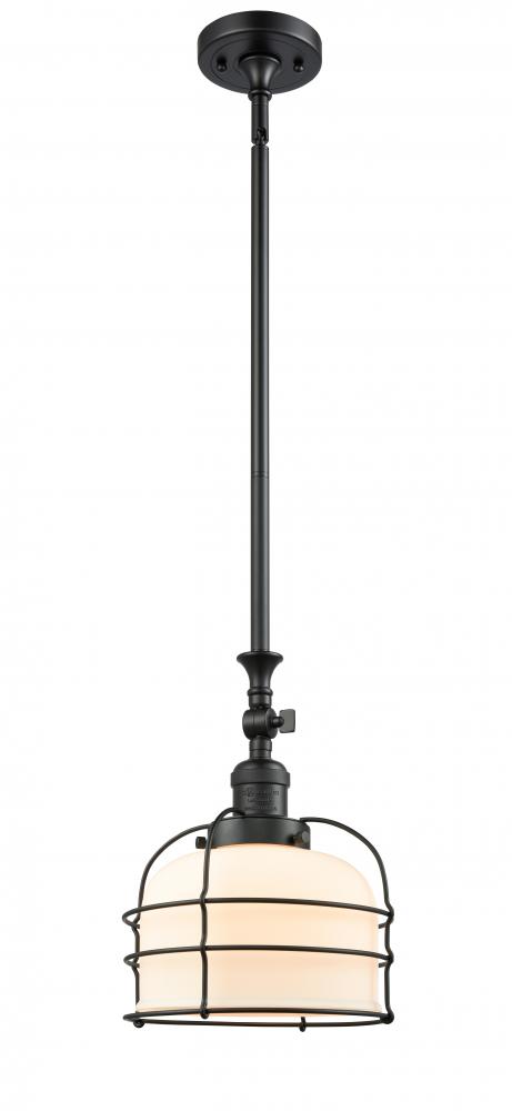 Bell Cage - 1 Light - 9 inch - Matte Black - Stem Hung - Adjustable Mini Pendant
