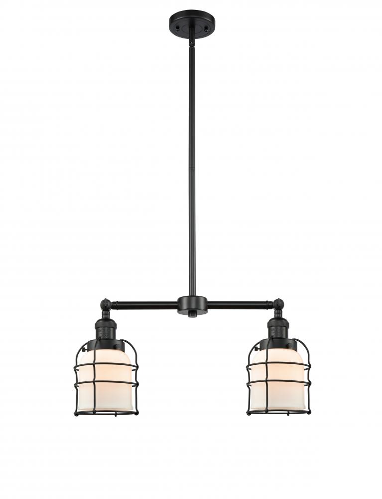 Bell Cage - 2 Light - 21 inch - Matte Black - Stem Hung - Adjustable Island Light