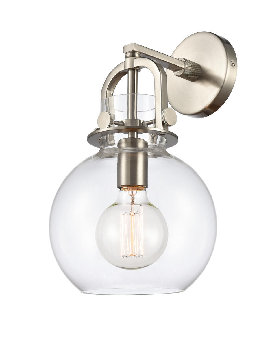 Newton Sphere - 1 Light - 8 inch - Brushed Satin Nickel - Sconce