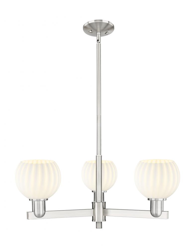 White Venetian - 3 Light - 28 inch - Satin Nickel - Stem hung - Flush Mount