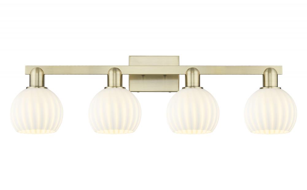 White Venetian - 4 Light - 33 inch - Antique Brass - Bath Vanity Light