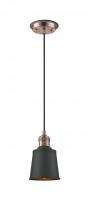 Innovations Lighting 201CBP-ACBK-M9-BK - Addison - 1 Light - 5 inch - Antique Copper - Cord hung - Mini Pendant