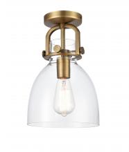 Innovations Lighting 410-1F-BB-G412-8CL - Newton Bell - 1 Light - 8 inch - Brushed Brass - Flush Mount