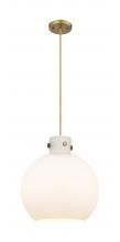 Innovations Lighting 410-1PL-BB-G410-14WH - Newton Sphere - 1 Light - 14 inch - Brushed Brass - Cord hung - Pendant