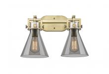 Innovations Lighting 411-2W-BB-G411-7SM - Newton Cone - 2 Light - 17 inch - Brushed Brass - Bath Vanity Light