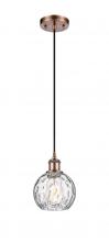 Innovations Lighting 516-1P-AC-G1215-6 - Athens Water Glass - 1 Light - 6 inch - Antique Copper - Cord hung - Mini Pendant