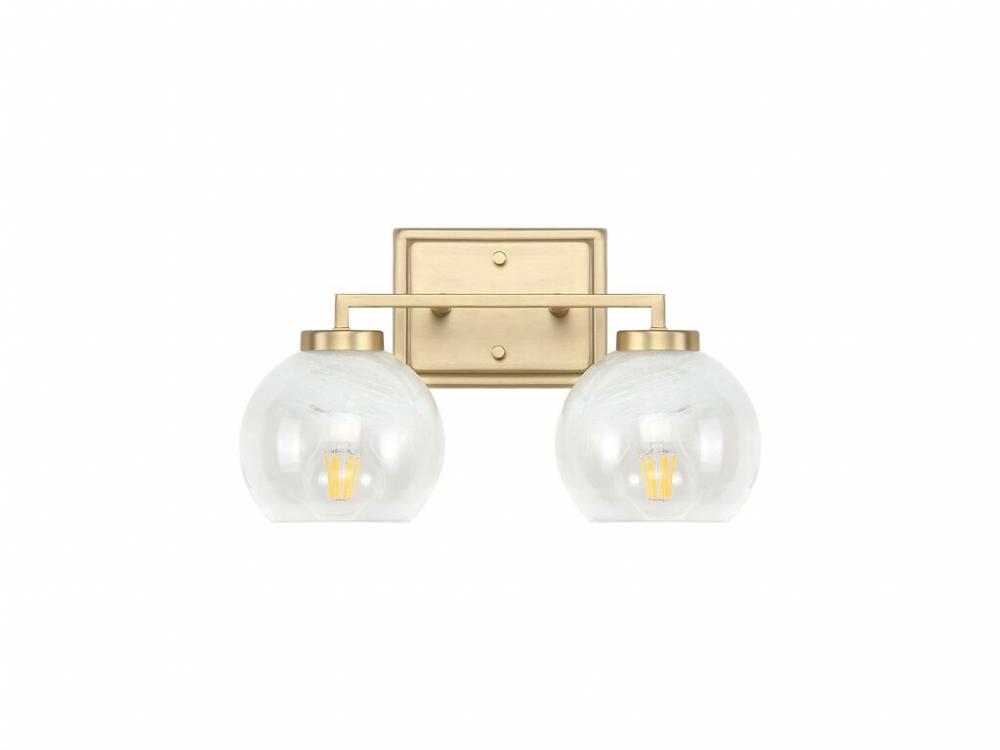Elliott 2-Light Vanity Light in Brushed Champagne Bronze with Alabaster Shade