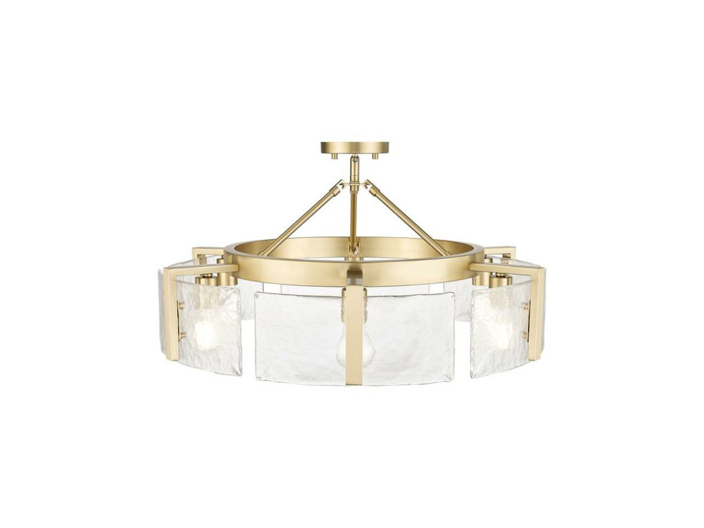 Aenon 6-Light Semi-Flush in Brushed Champagne Bronze with Hammered Water Glass Shade