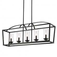 Golden 4309-LP BLK-BLK-CLR - Mercer Linear Pendant in Matte Black with Matte Black Accents and Clear Glass Shades