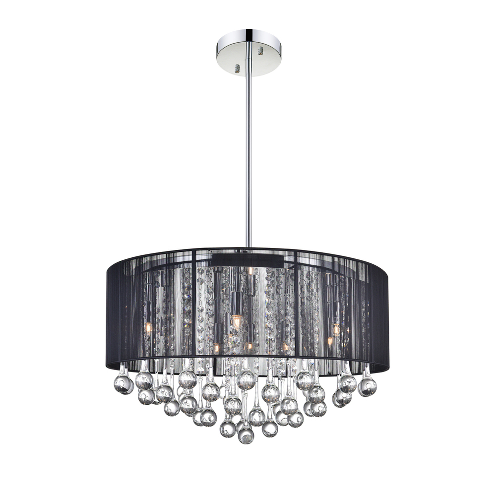 Water Drop 9 Light Drum Shade Chandelier With Chrome Finish