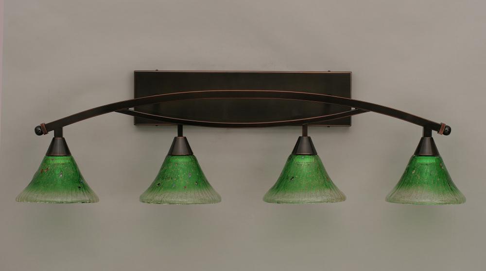 Four Light Black Copper Kiwi Green Crystal Glass Vanity