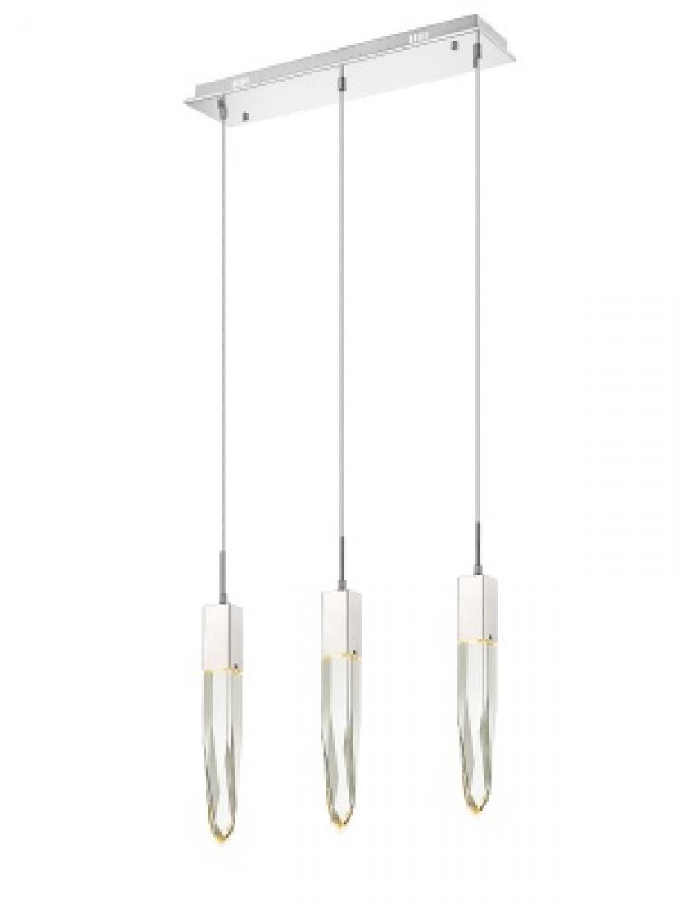 The Original Aspen Collection Chrome 3 Light Pendant Fixture With Clear Crystal