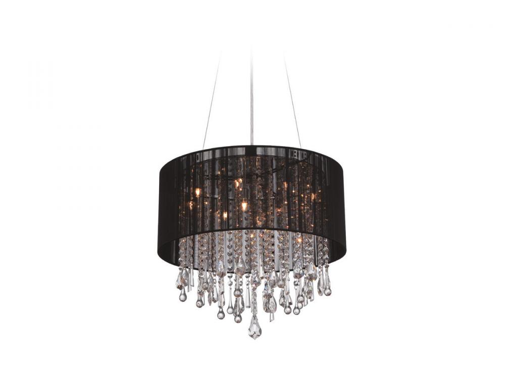 Beverly Dr. Collection Round Black Silk String Shade and Crystal Dual Mount