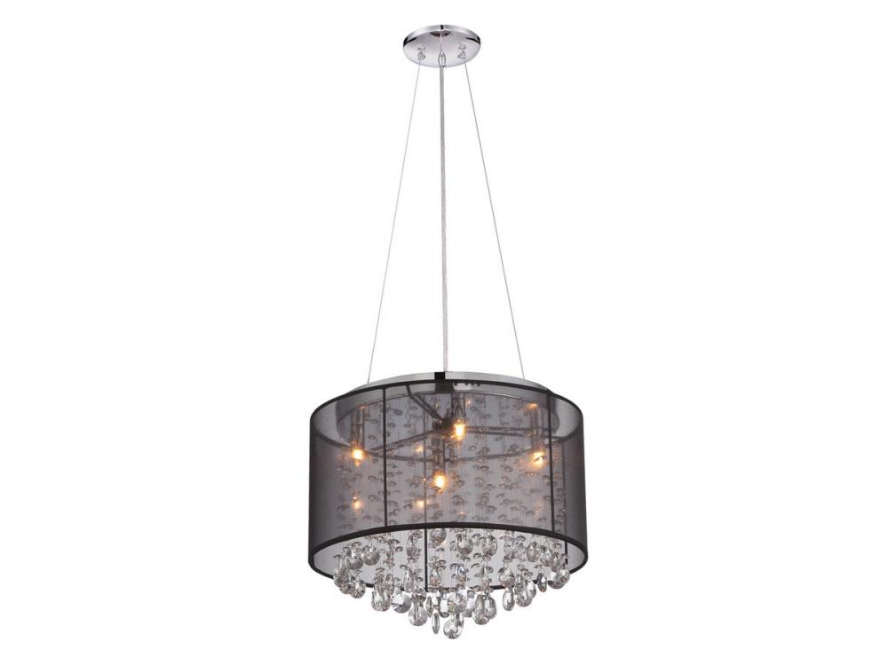 Riverside Dr. Round Black Organza Silk Shade And Crystal Dual Sconce
