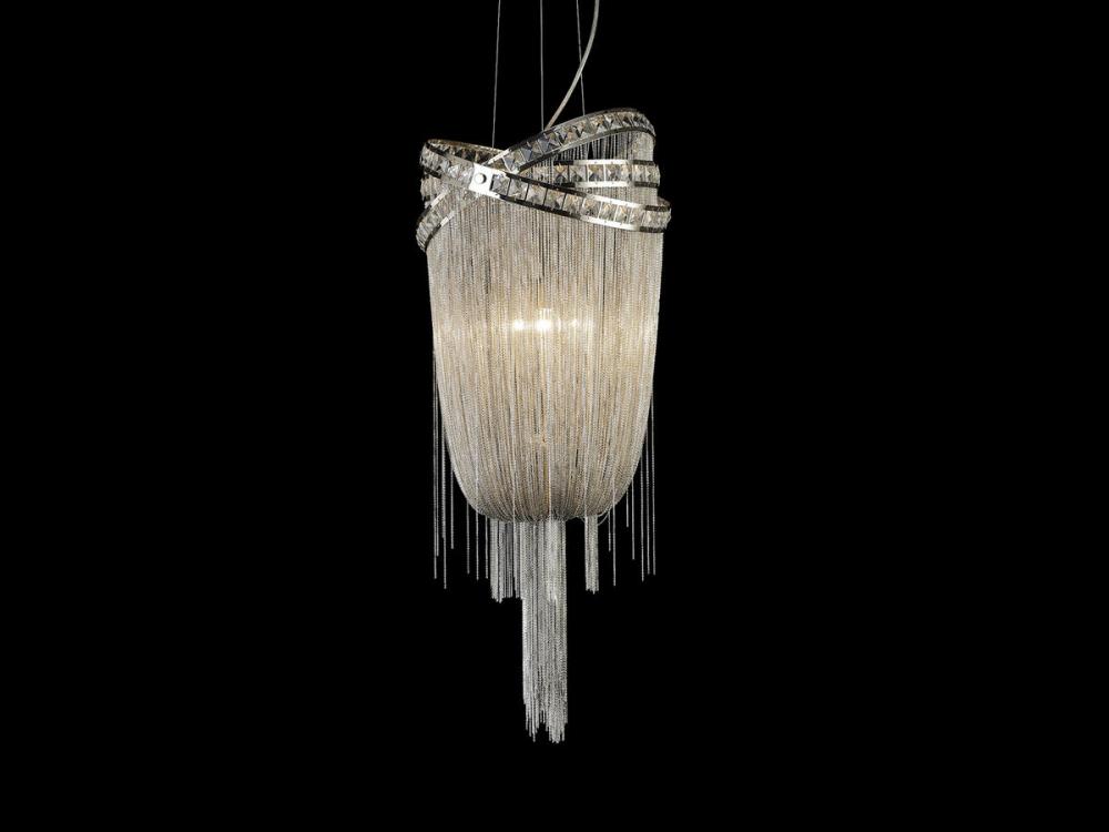 Wilshire Blvd. Collection Nickel Finish Steel Chain Foyear Hanging Fixture