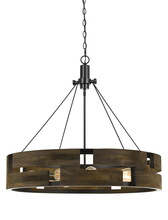 CAL Lighting FX-3670-9 - 60W X 9 Bradford Metal And Wood Chandelier (Edison Bulbs Not included)