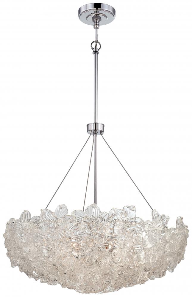 Five Light Chrome Clear Piastra Orchid Glass Up Pendant