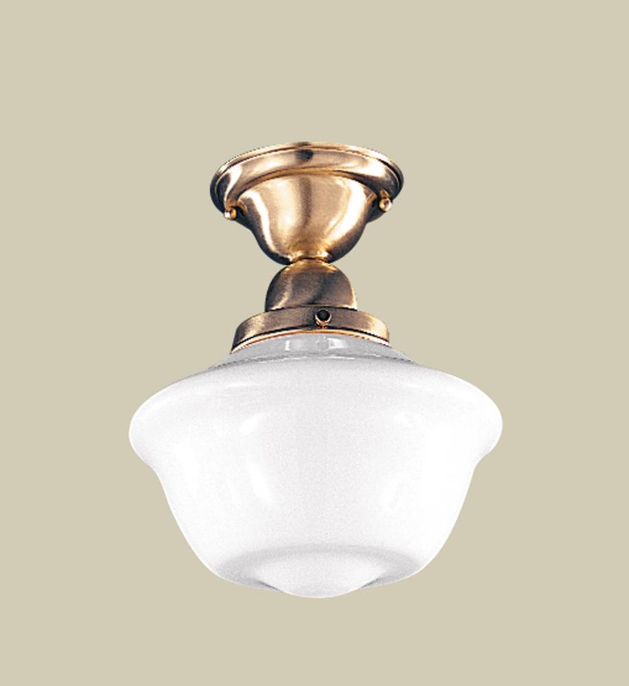 One Light Satin Brass School House Semi-Flush Mount