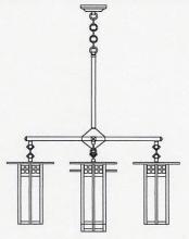 Arroyo Craftsman GCH-9L/4-1F-P - 9" glasgow long body 4 light chandelier, center light