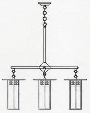 Arroyo Craftsman GCH-9L/4GW-RC - 9" glasgow long body 4 light chandelier