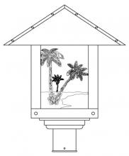 Arroyo Craftsman TRP-16PTWO-P - 16" timber ridge post mount with palm tree  filigree