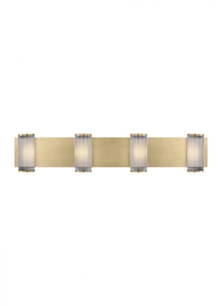 The Esfera X-Large Damp Rated 4-Light Integrated Dimmable LED Wall Sconce in Natural Brass