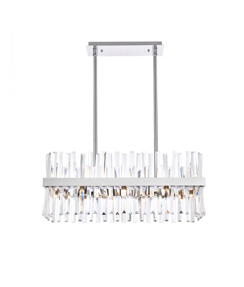 Serephina 30 Inch Crystal Rectangle Chandelier Light in Chrome