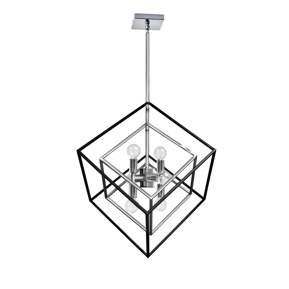 6LT Pendant, Polished Chrome & Matte Black Finish