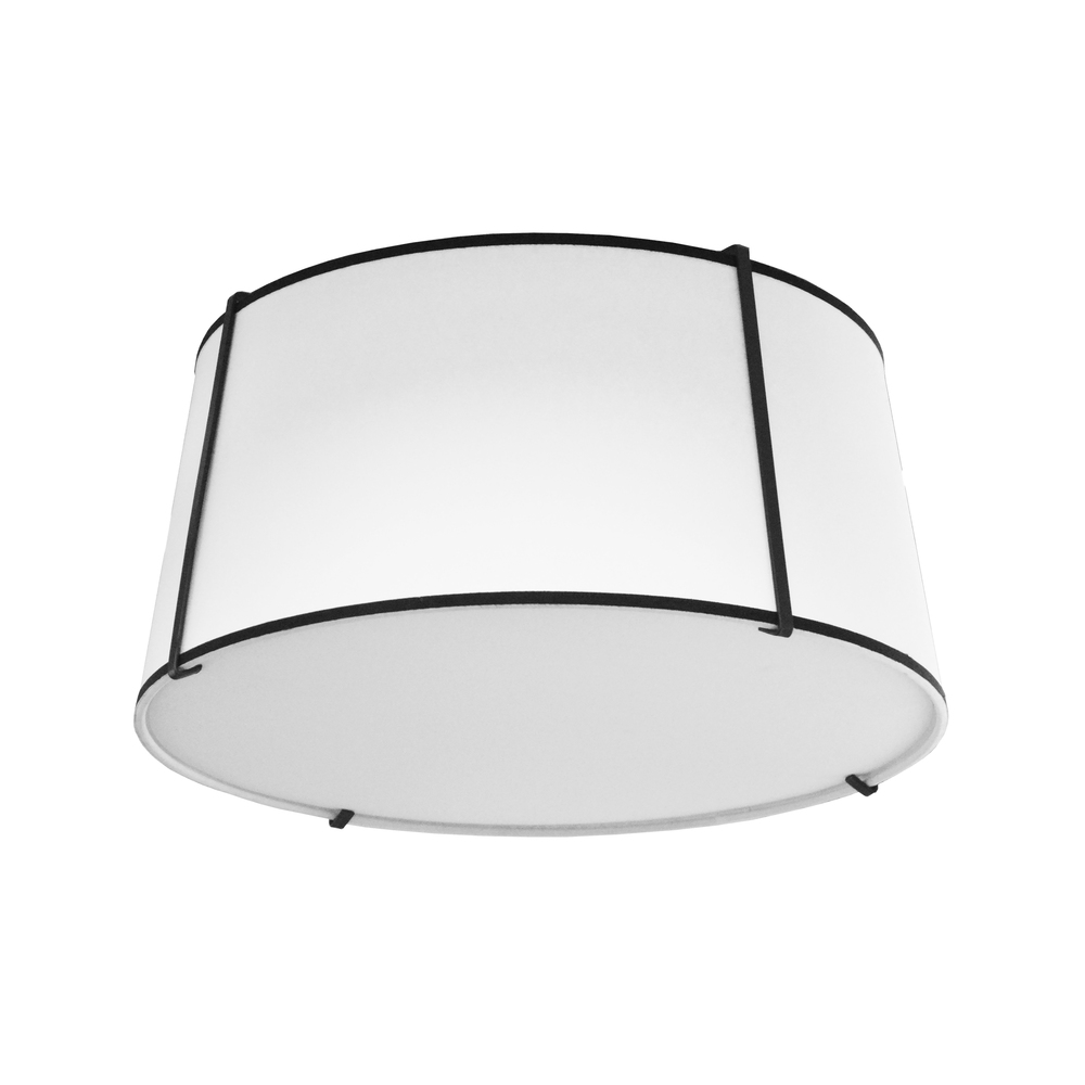 3LT Trapezoid Flush Mount, MB with WH Shade