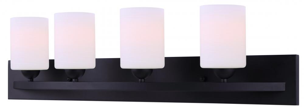 Hampton, IVL370A04BK, MBK Color, 4 Lt Vanity, Line Painted Glass, 100W Type A19