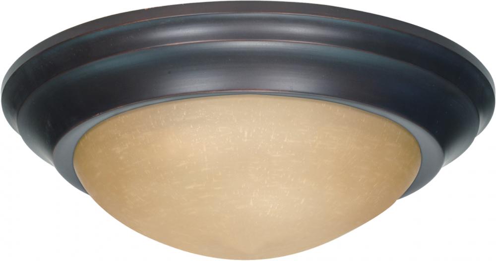 3-Light Large Twist & Lock Flush Mount Ceiling Light Fixture in Mahogany Bronze Finish with
