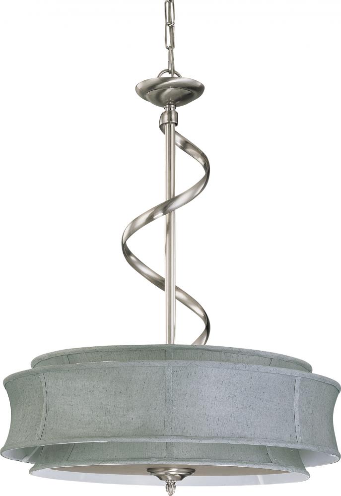 Darwin ES - 3 Light Pendant w/ Grey Fabric Shade - (3) 13w GU24 Lamps Included