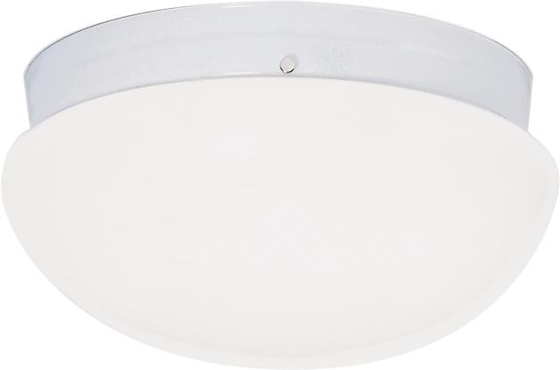 2-Light Large Flush Mount Ceiling Light in White Finish with White Mushroom Glass and (2) 18W GU24