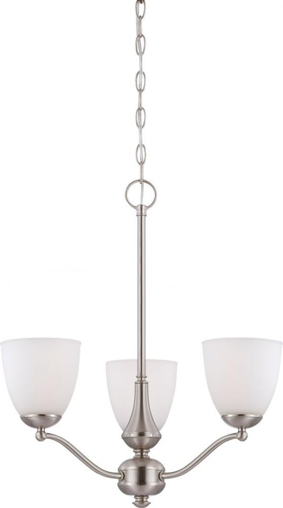 3-Light Chandelier in Brushed Nickel Finish and Frosted Glass