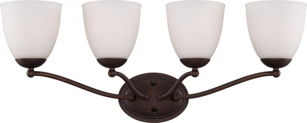 4-Light Wall Mounted Vanity Light Fixture in Prairie Bronze Finish and Frosted Glass