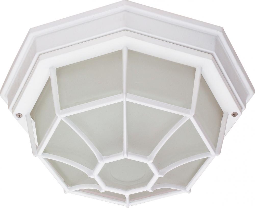 1-Light Spider Cage Ceiling Light Fixture in White Finish with Glass Lens and (1) 13W GU24 Bulb