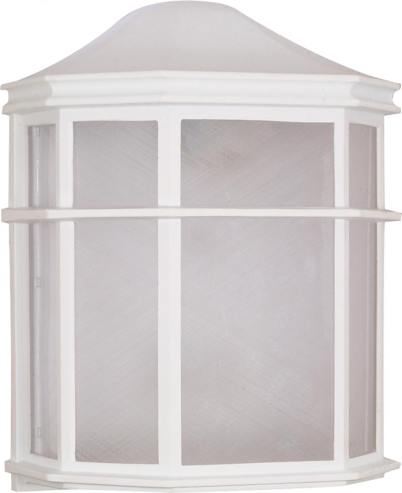 1-Light Cage Wall Lantern in White Finish with Linen Acrylic Lens and (1) 13W GU24 Bulb Included