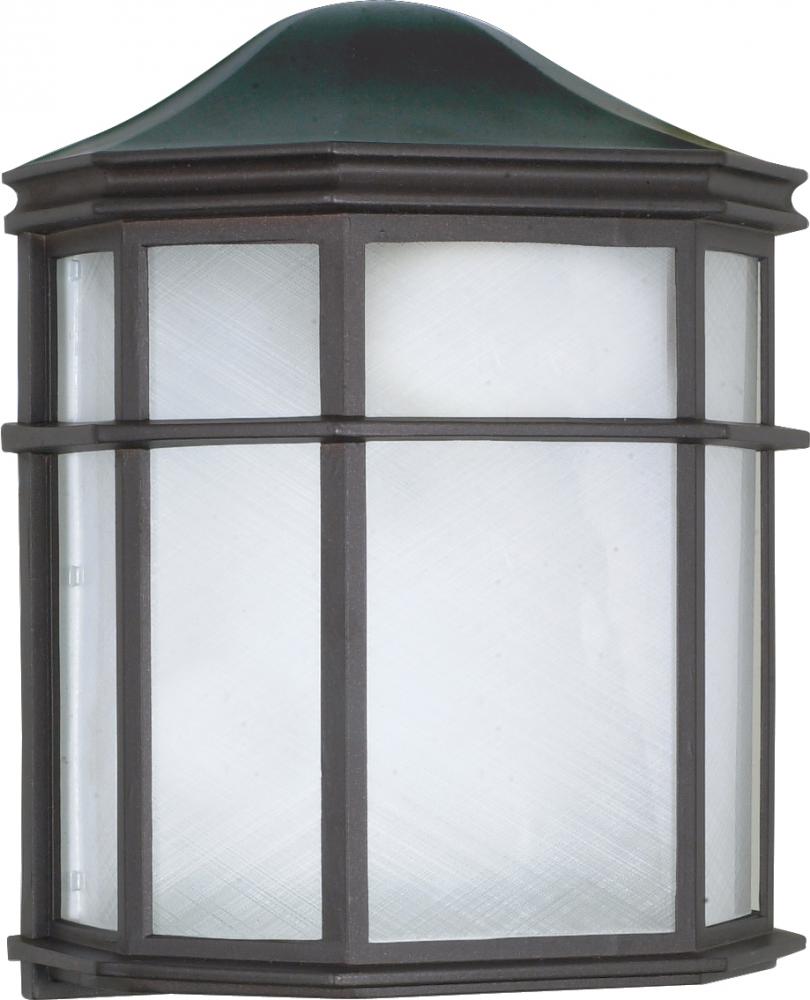 1-Light Cage Wall Lantern in Textured Black Finish with Linen Acrylic Lens and (1) 13W GU24 Bulb