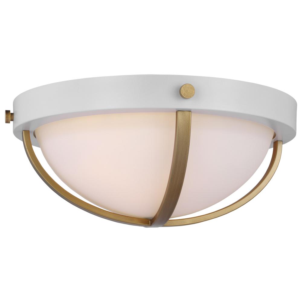 Lincoln; 2 Light Large Flush Mount; Medium Base; 60 Watt; Matte White Finish; White Opal Glass