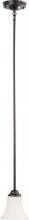Nuvo 60/1931 - 1-Light Mini Pendant Light in Dark Chocolate Bronze and White Satin Glass and (1) 13W GU24 Bulb